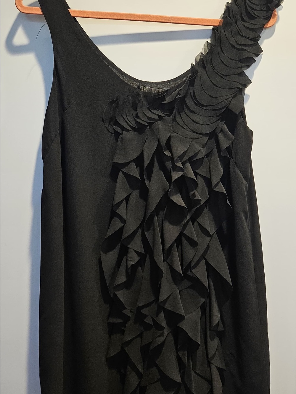 H&M Black One-Shoulder Ruffle Front Dress